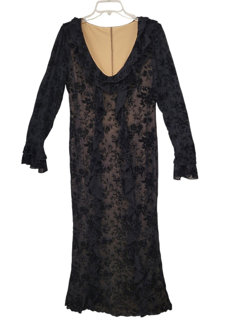 Whimsygoth women's maxi dress dark romantic velvet burnout sheer Size Medium